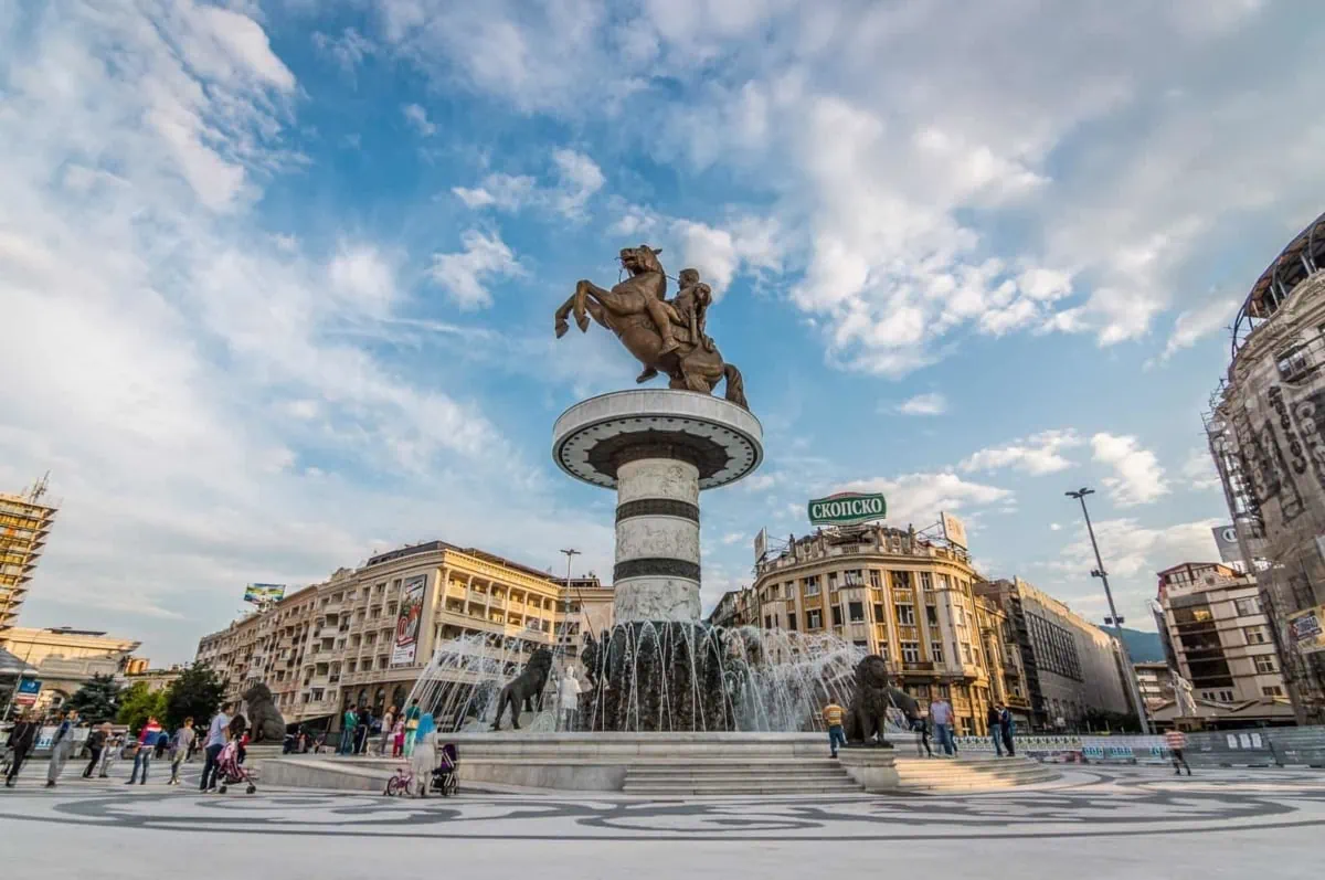 Macedonia Square, Skopje, Macedonia. Travel in the Balkans.