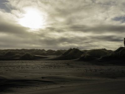 Serene traveler overlooking a black sand beach in Iceland